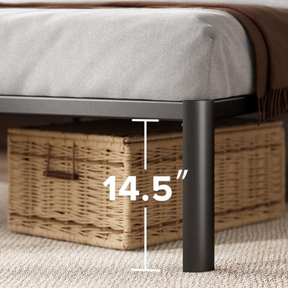ZINUS - Cama de Plataforma de Metal de 16 Pulgadas, Soporte de Listones de Acero, no Necesita somier, Embalaje ecológico WonderBox, fácil Montaje, Negro, Queen