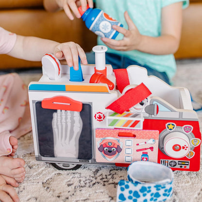 Melissa & Doug Paw Patrol Vehículo EMT de Rescate de Marshall, Juguete de Madera (14 Piezas)