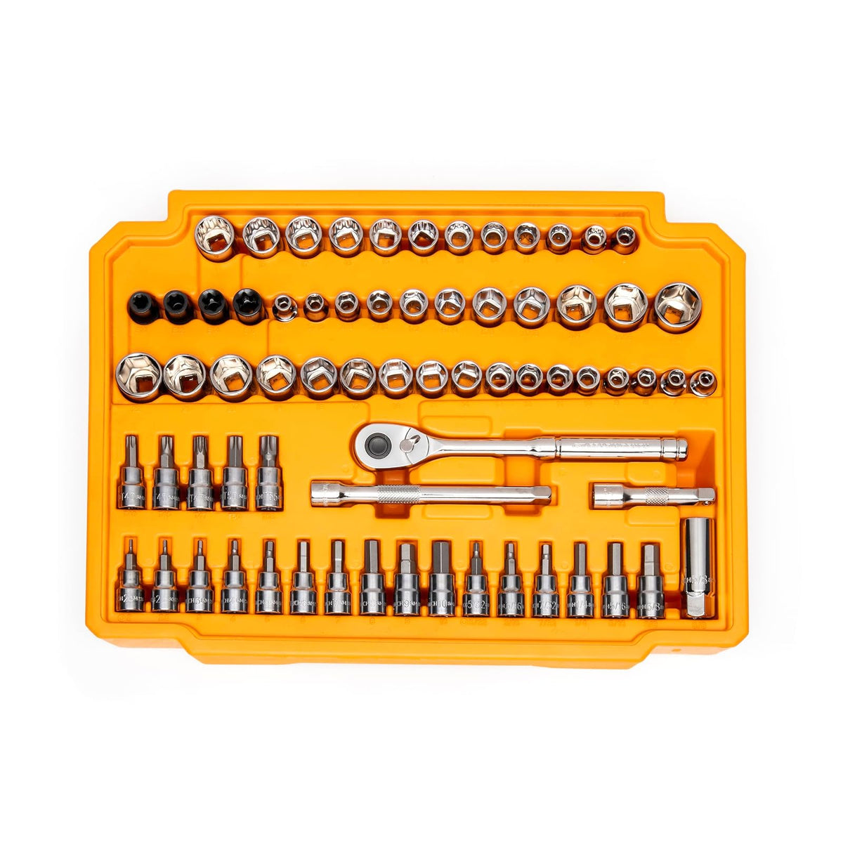 GEARWRENCH Juego de herramientas para mecánica en caja de almacenamiento con 3 cajones, 232 piezas, guías de 0.6 cm y 1 cm, métrico/SAE | GW72LLCBMTS