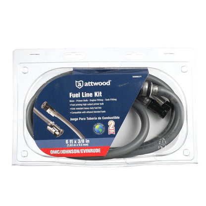 attwood 93806ELP7 - Kit de línea de Combustible para Motores Johnson y Evinrude, 6 pies de Largo, 3/8 Pulgadas. Diámetro, con Accesorios de Manguera