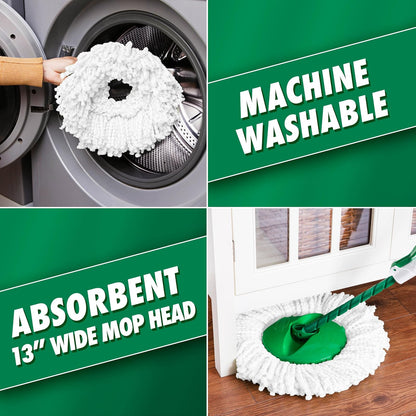 Libman Tornado - Sistema de trapeador giratoria con 3 Cabezales de Recarga, trapeador giratoria de Microfibra y cubeta con Juego de escurridor para el hogar, Limpieza de Suelos de Madera Dura, Laminado,
