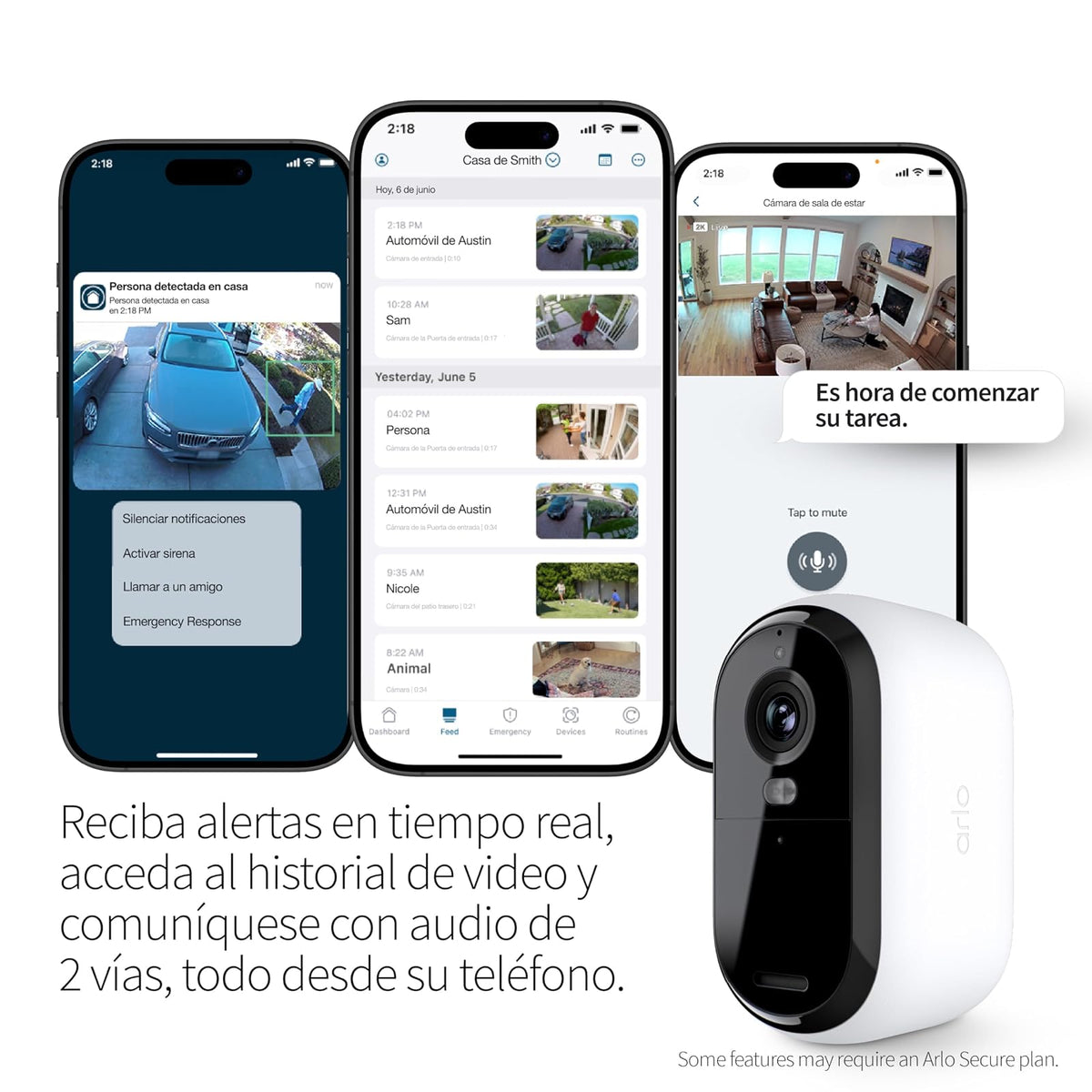 Arlo Essential Cámara de Seguridad Exterior (2da Generación), Blanco, 1 Unidad, Inalámbrica, 2K, Wi-Fi