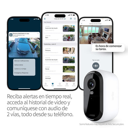 Arlo Essential Cámara de Seguridad Exterior (2da Generación), Blanco, 1 Unidad, Inalámbrica, 2K, Wi-Fi