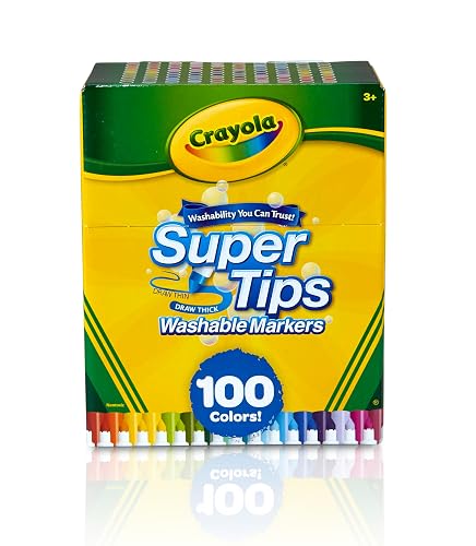 Plumones Marcadores Crayola Super tips 100 colores | Imprescindibles para maestros, suministros de regreso a la escuela para niños y adultos, suministros de arte