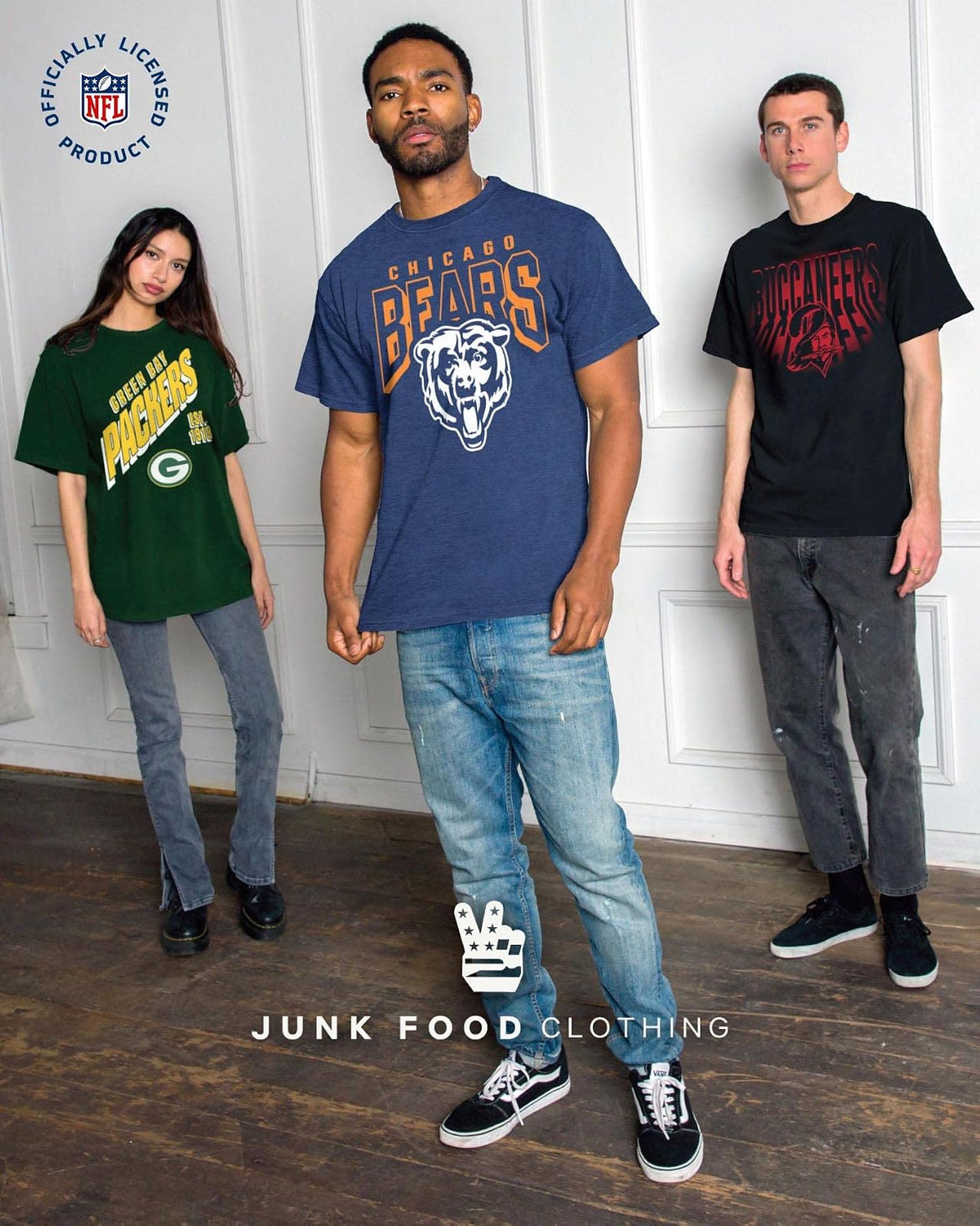 Junk Food NFL - Bold Logo - Camiseta Oficial de Aficionado de Manga Corta Unisex