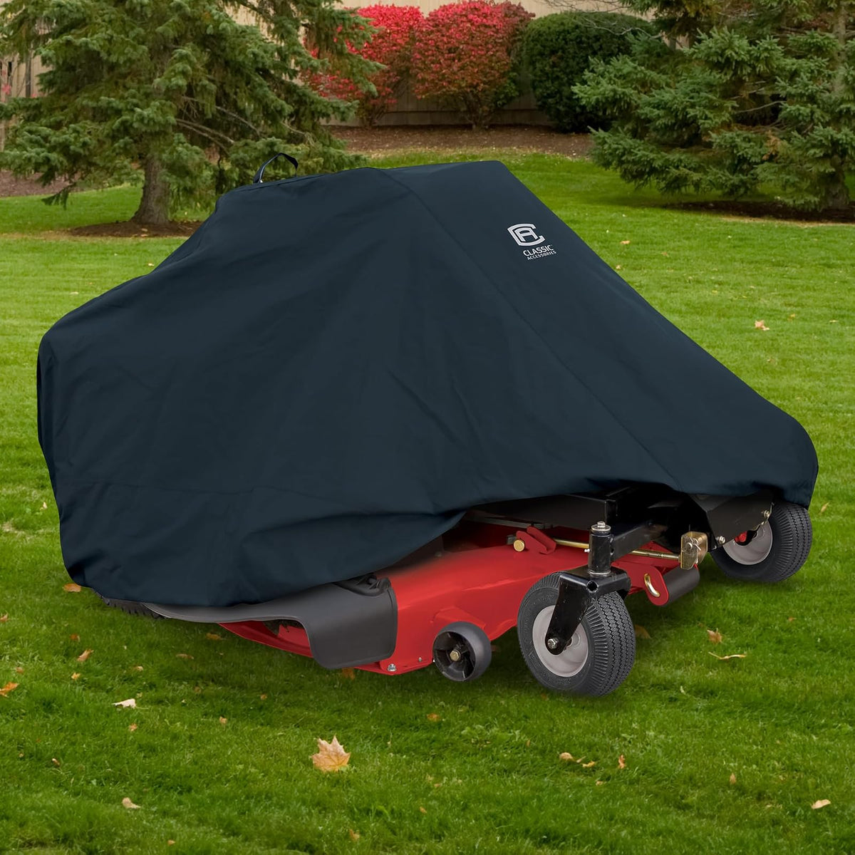 Classic Accessories 52-150-040401-00 Zero Turn Riding Mower Cover, Black, Up to 60" Decks