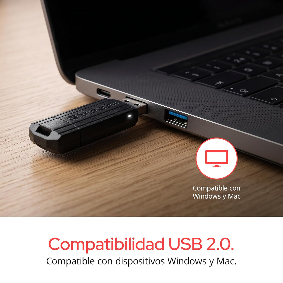 Verbatim Pinstripe Memoria USB 2.0 de 16 GB, Diseño Retráctil sin Tapa.