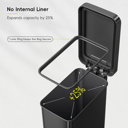 EKO Hudson Slim 50L / 13.2 Dólar Cocina Basura con Tapa Acero inoxidable Estante para cocina o hogar