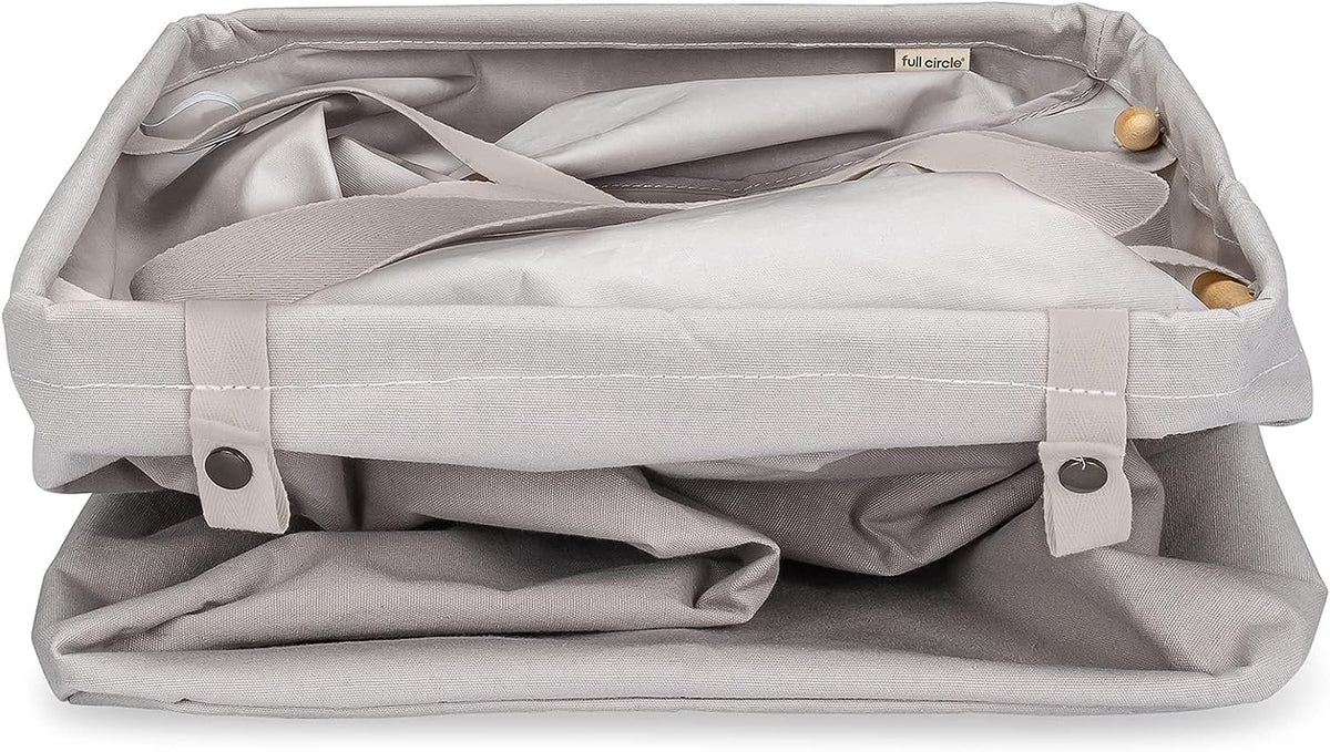 Full Circle Loads of Fun - Cesta plegable para ropa sucia y toallas, bolsa de lavandería de algodón orgánico de pie alto con asas largas, ideal para baño, dormitorio o habitación de los niños, gris