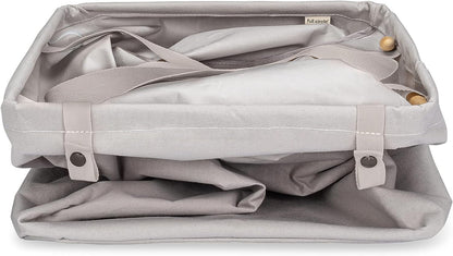 Full Circle Loads of Fun - Cesta plegable para ropa sucia y toallas, bolsa de lavandería de algodón orgánico de pie alto con asas largas, ideal para baño, dormitorio o habitación de los niños, gris