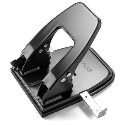 90079 - Perforadora de papel estándar de 2 agujeros, capacidad de 30 hojas, color negro