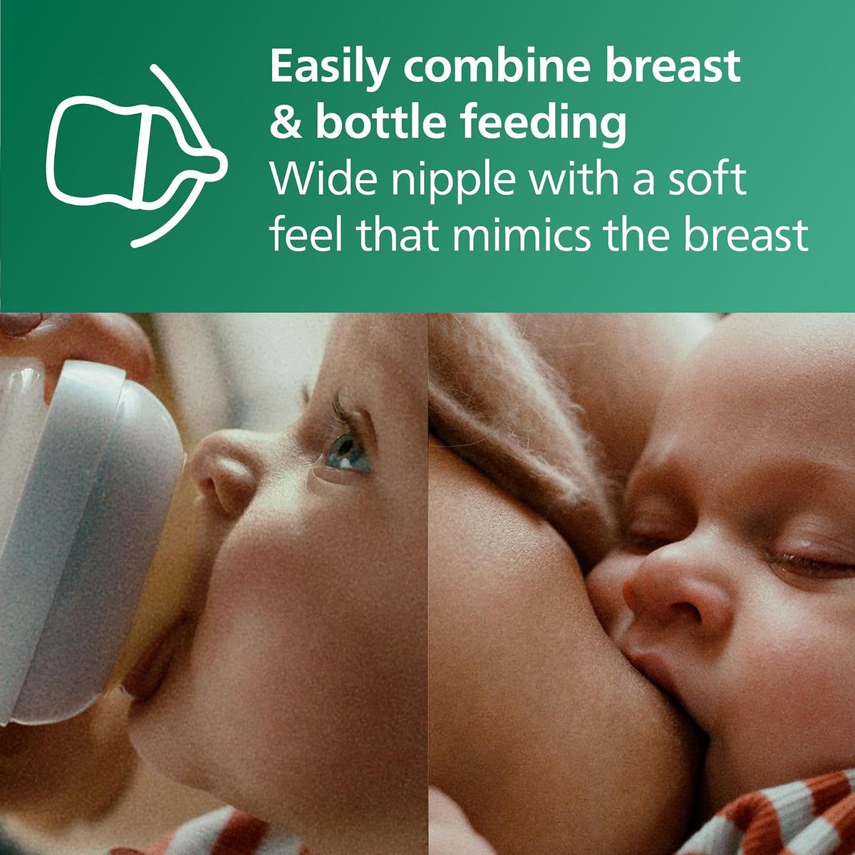 Philips AVENT Botella de cristal natural con pezón de respuesta natural, juego de regalo para bebé, SCD858/01