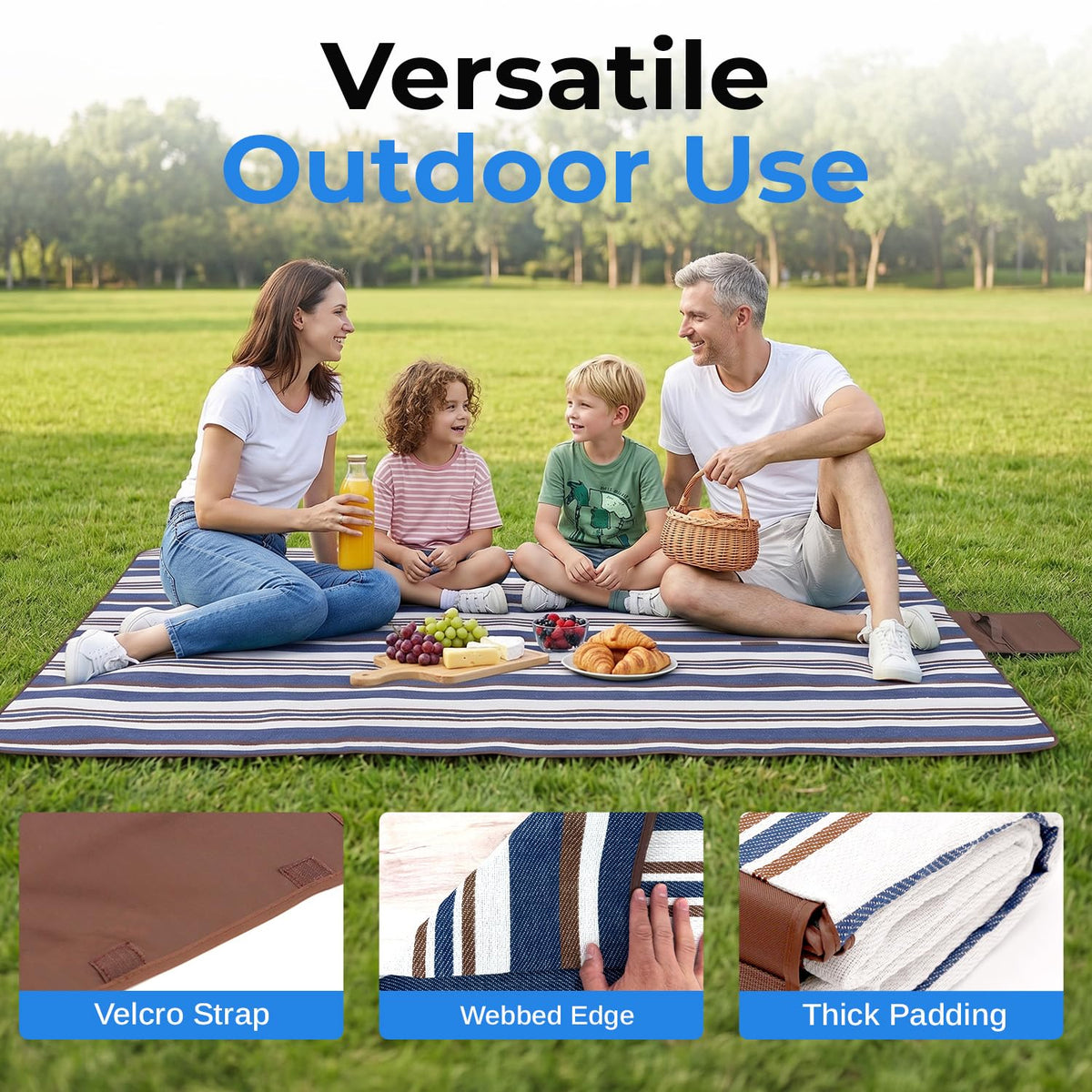 scuddles Manta para Exteriores Extragrande con Bolsillo | Tartán, resistente al agua, capas dobles, práctico, para picnic, camping, playa