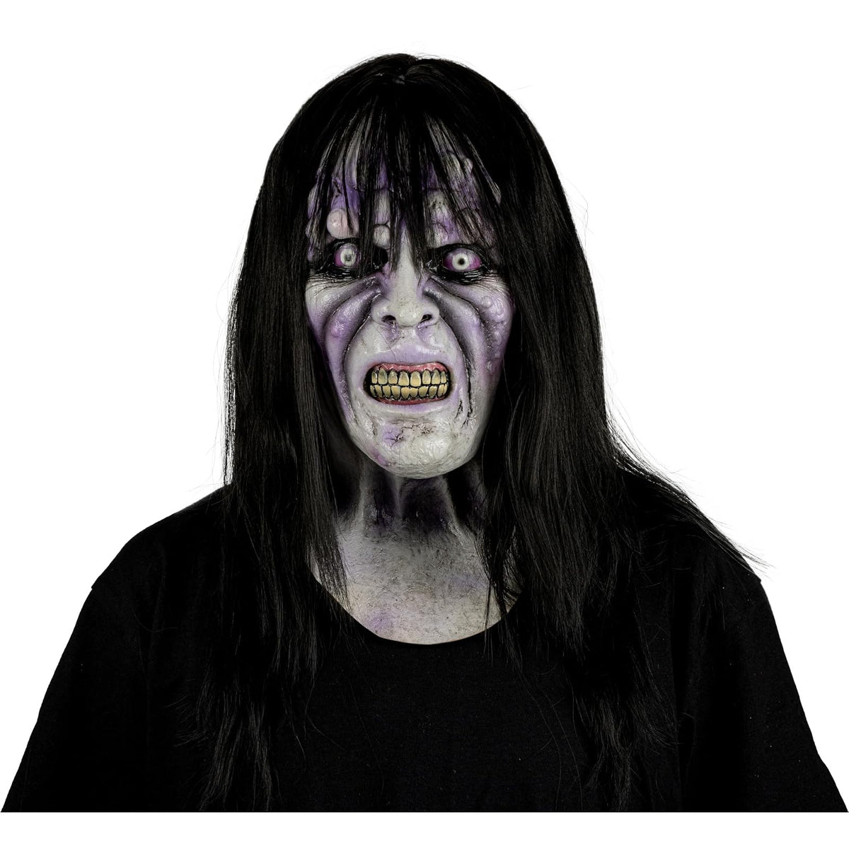 Máscara de Aida la Bruja Poseída, Miedo y Terror Ideales para Halloween y Fiestas de Disfraces talla S,Para Niños.