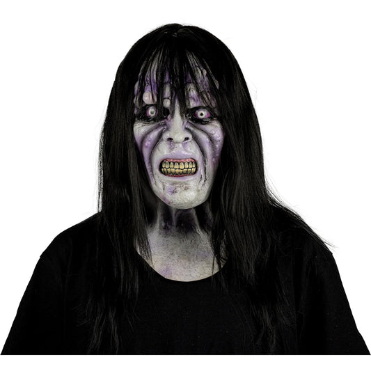 Máscara de Aida la Bruja Poseída, Miedo y Terror Ideales para Halloween y Fiestas de Disfraces talla S,Para Niños.