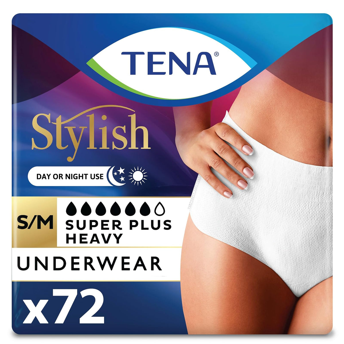 TENA Ropa Interior de Incontinencia para Mujer, Absorbencia Super Plus - Small - Medium (72 Count)