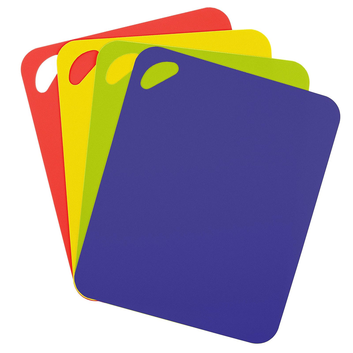 Dexas Juego de 4 Tablas de Cortar de Plástico Antideslizantes - 35.6l x 26.7an cm - Azul, verde, amarillo, rojo.