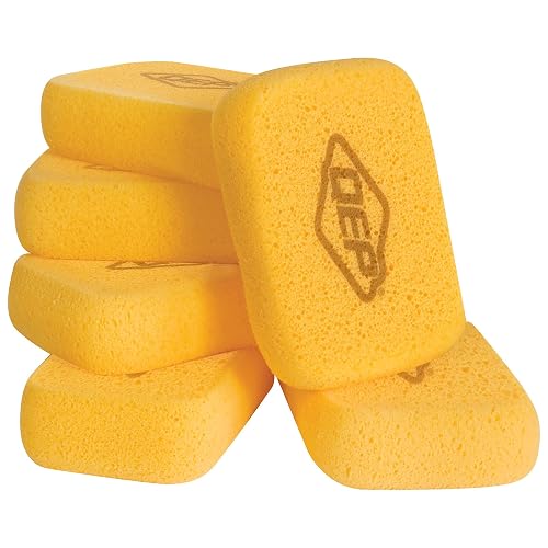 QEP 70005Q-6D Esponja de 19.05 x 13.97, 5.08 cm para lechada, limpieza y lavado, extragrande, paquete de 6, Paquete de 6, Amarillo