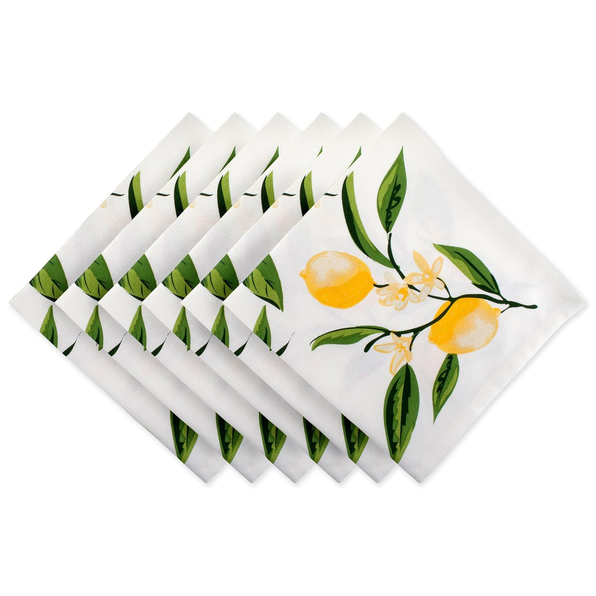 DII Mantel Lemon Bliss de Algodón para Mesa - 50.8 x 50.8 cm (Juego de 6)