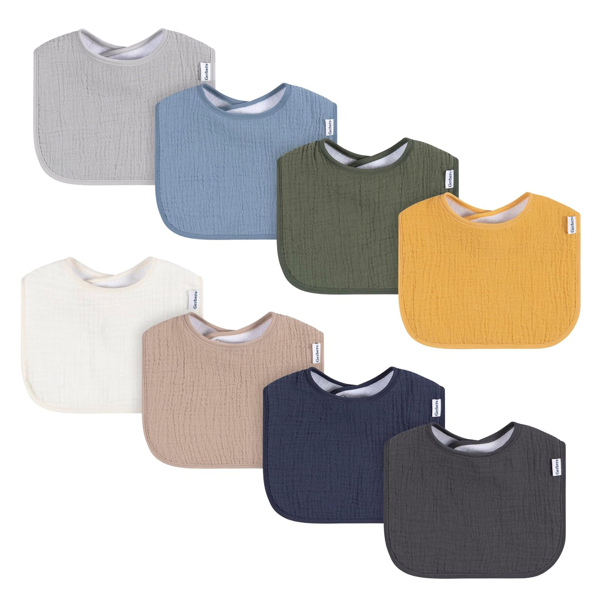 Gerber Baberos de Muselina, Paquete de 8 - Talla Única - Multi Boy