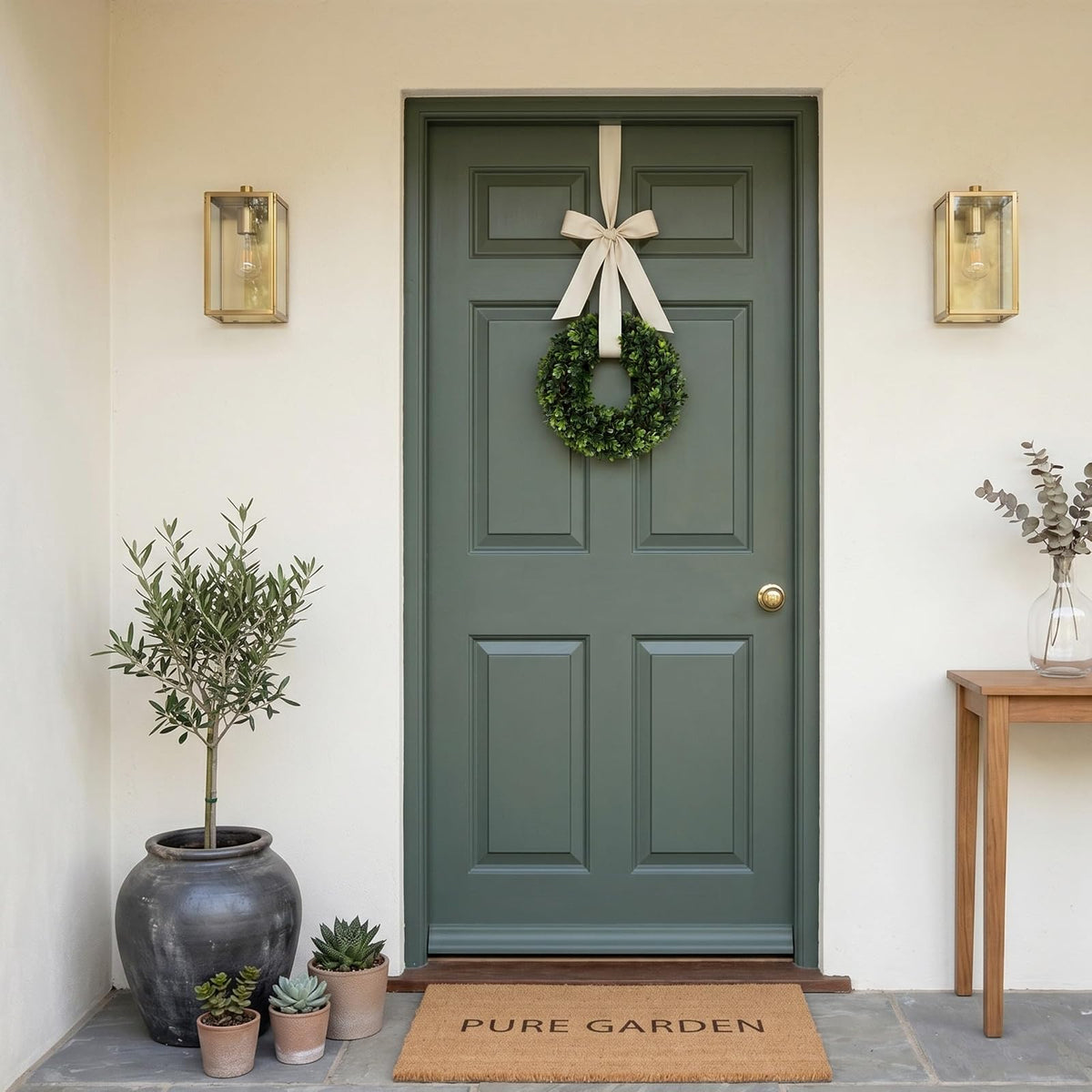Pure Garden 50-110 Boxwood Wreath, Round, 14"