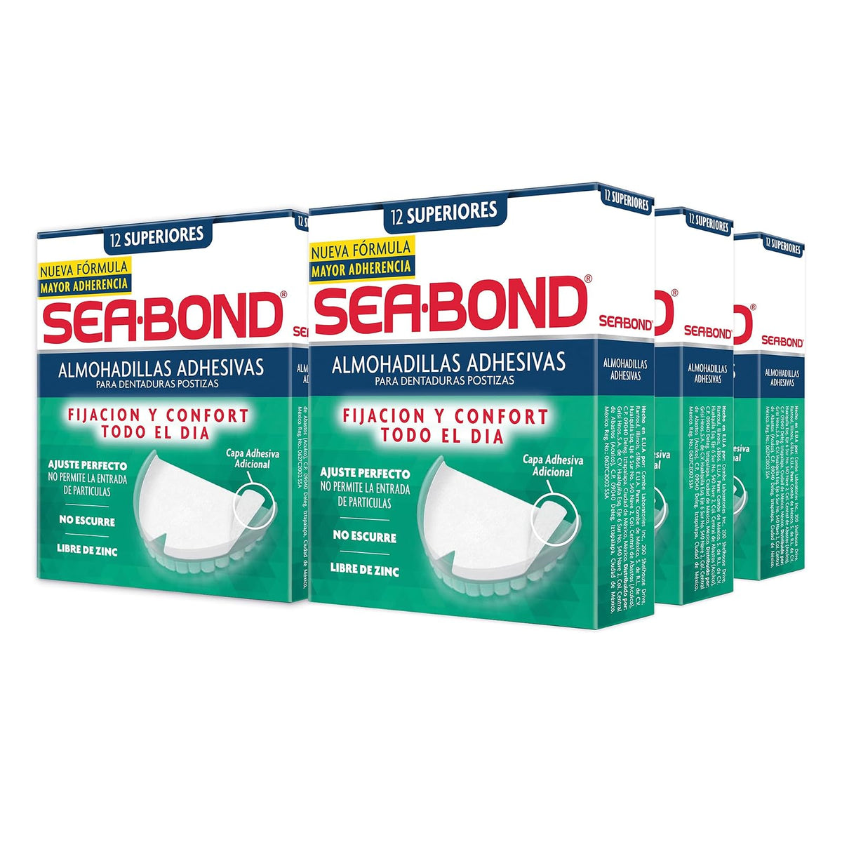 Sea-Bond Kit Almohadilla Adhesiva para Dentaduras Postizas Superiores, 6 pack 12 Piezas Cada una