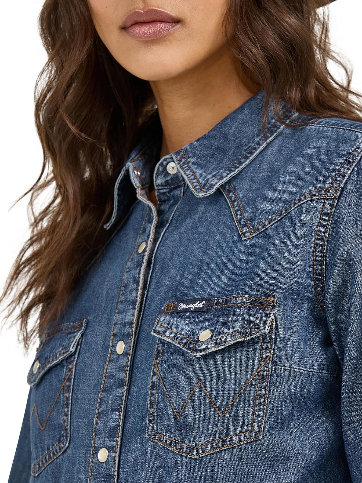 Wrangler Camisa Manga Larga Retro de Algodón para Mujer, Multicolor, XS