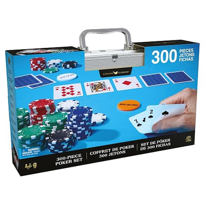 Spin Master Games Cardinal, Juego de póquer de 300 Piezas con Estuche de Aluminio y fichas Profesionales de 11.5 g más 5 Dados de póquer, para Adultos y niños a Partir de 10 años