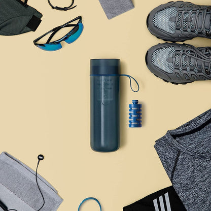 PHILIPS Water GoZero Active BPA-Free Water Bottle with Adventure River/Lake/Spring Water Filter for Hiking, Camping & Fitness Tap Water Filter for Gym, Sport Squeeze Bottle, Lightweight, Grey, 20 oz