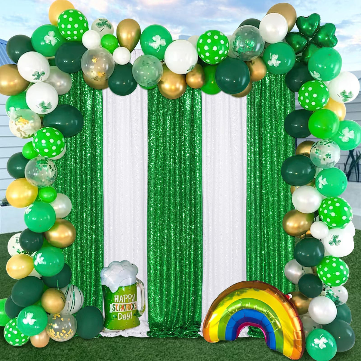 Cortinas de telón de Fondo de Lentejuelas Verdes 6 Piezas de 2 x 8 pies con Purpurina para decoración de Navidad, decoración de Fiesta, Tartas, telón de Fondo de Mesa