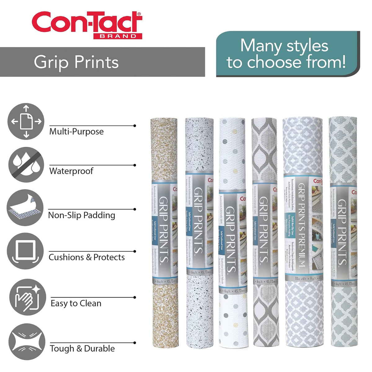Con-Tact 08F-C8A39-04 Solid Grip Prints Non-Adhesive Non-Slip Shelf and Drawer Liner, 18-Inches by 8-Feet, Granite Sand