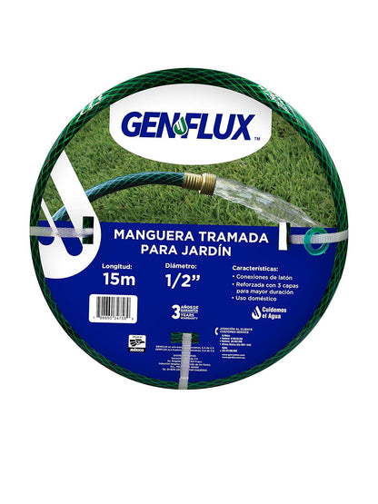 Genflux MGTR60115M Manguera Tramada 1/2 en 15 metros, Unicolor