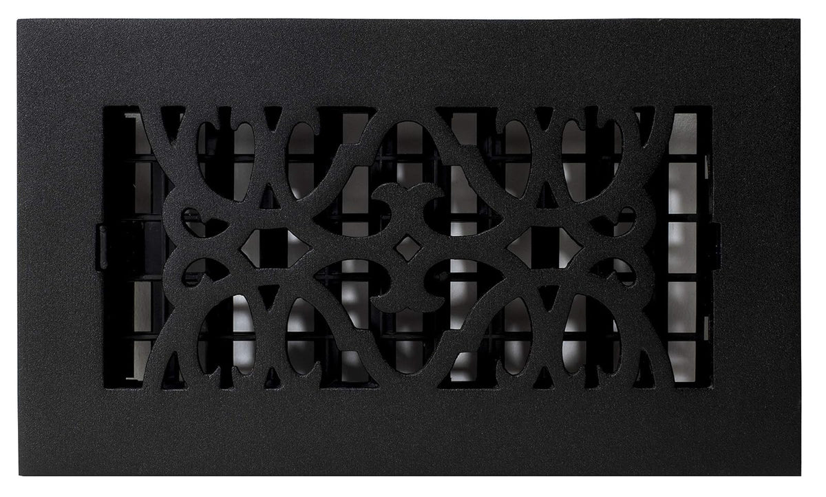 Decor Grates AC408-BLK - Registro victoriano para piso, 4 x 8 pulgadas, hierro fundido, negro