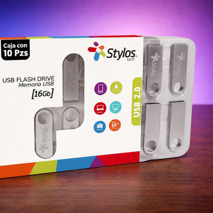 Stylos Paquete 10 Memorias USB 16GB 2.0 Metálica Tech