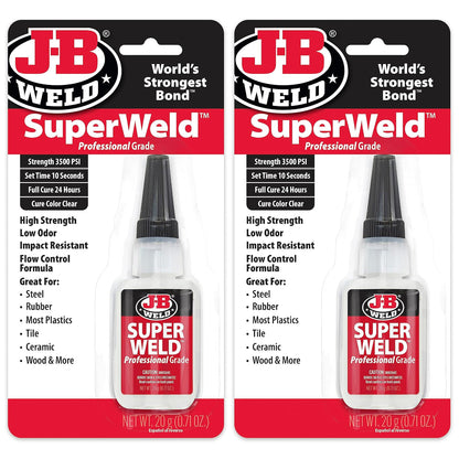 J-B Weld SuperWeld Superglue 33120-2, 20 g, Paquete de 2, Transparente