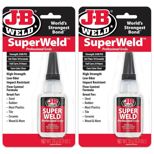 J-B Weld SuperWeld Superglue 33120-2, 20 g, Paquete de 2, Transparente