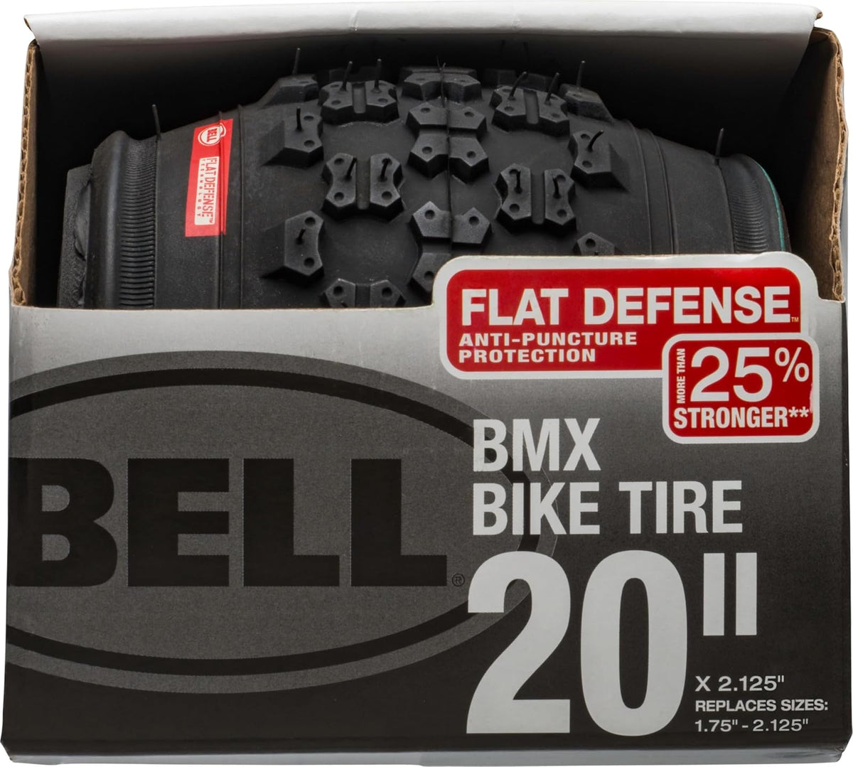 Bell 7091031 - Neumático para Bicicleta Infantil - 20" x 1.75 - 2.25" Flat Defense