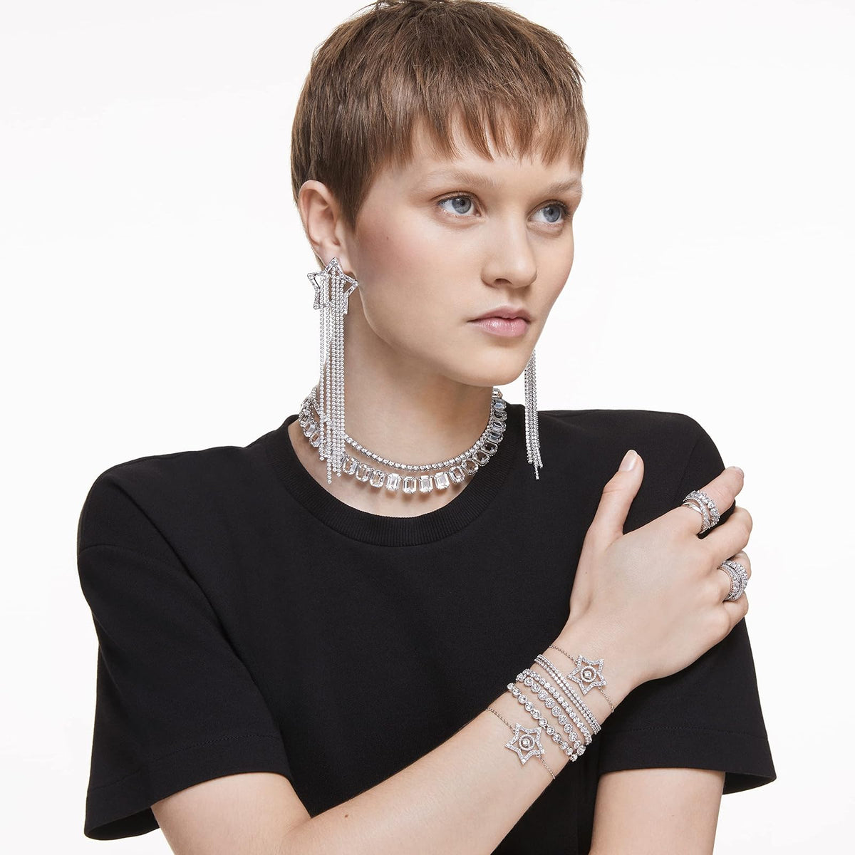 Swarovski Emily - Colección de Joyas de Tenis Con Cristales Transparentes, Azules y Rosados (Exclusivo de )