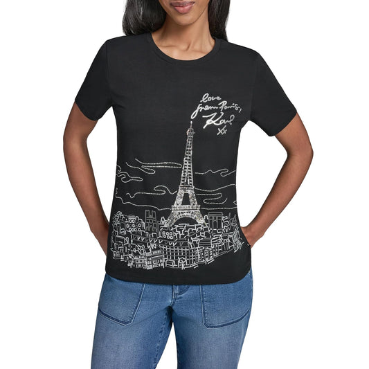 Karl Lagerfeld - Playera caprichosa con Logotipo de Paris City para Mujer