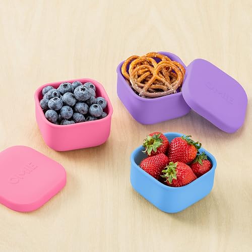 Omielife - Contenedores de silicona a prueba de fugas, contenedores de almacenamiento de alimentos con tapa, contenedor bento para almuerzo escolar, sin BPA, hermético, apto para lavaplatos, Rosa