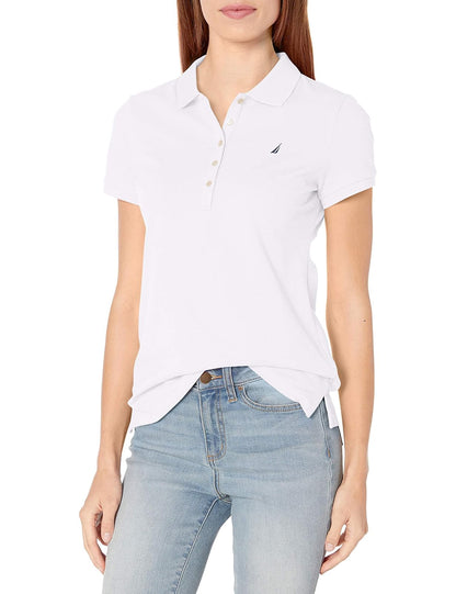 Nautica Polo de Manga Corta de 5 Botones Transpirable 100% algodón Camisa de Polo para Mujer