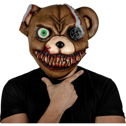 REV Máscara Completa de Látex Creepy Bad Bear, Máscara de Oso Terrorífico Talla Mediana para Disfraz de Halloween, Fiestas y Cosplay de Horror