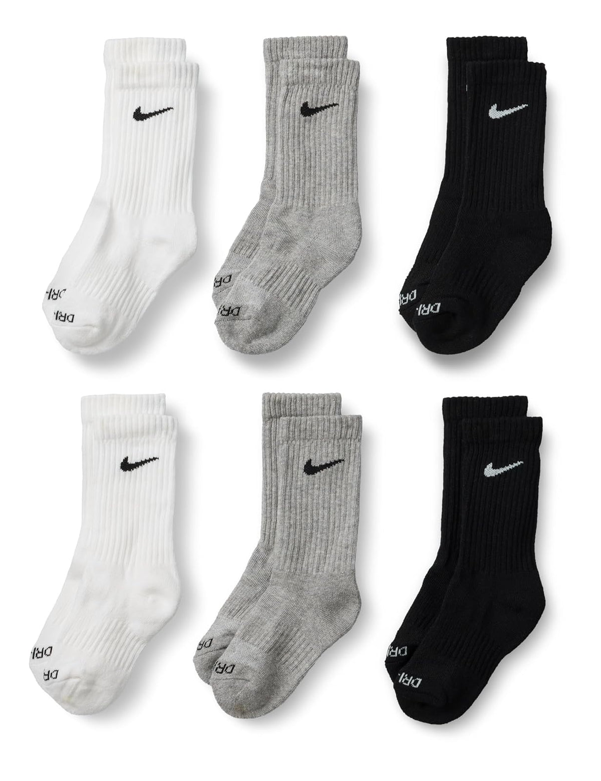 Nike Calcetines de Rendimiento para Bebé Paquete de 6 - 5-7 - Dark Grey Heather - Black Crew