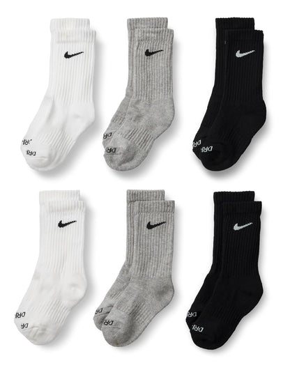 Nike Calcetines de Rendimiento para Bebé Paquete de 6 - 5-7 - Dark Grey Heather - Black Crew