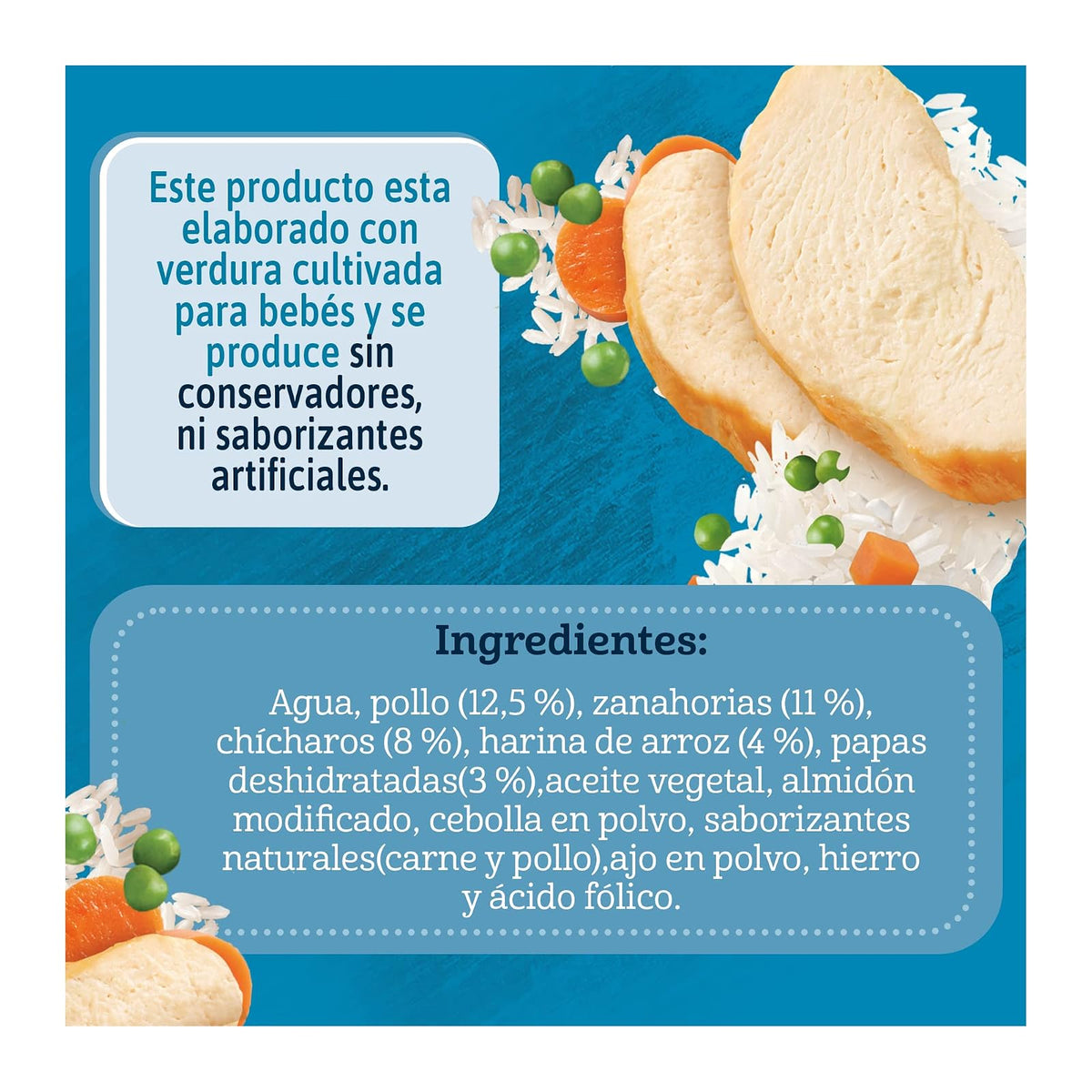 Papilla Gerber Etapa 2 Pollo Verduras y Arroz 113g, Paquete de 12