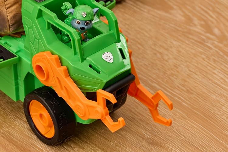 Paw Patrol: The Dino Movie, vehículo de Dinosaurio Megasaurus con Dinosaurio Inflable de 76,2 cm y Figura de acción de Rocky, Juguetes para niños y niñas preescolares, a Partir de 3 años