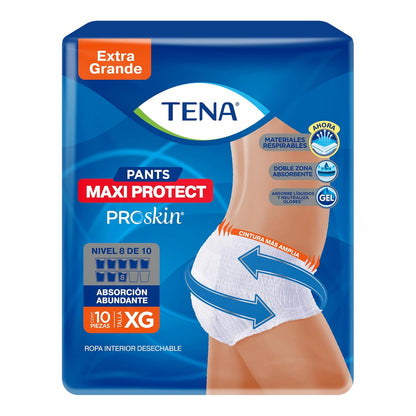 Tena Pants Maxi Protect XG, Ropa interior desechable para incontinencia, Talla Extra Grande, 10 piezas