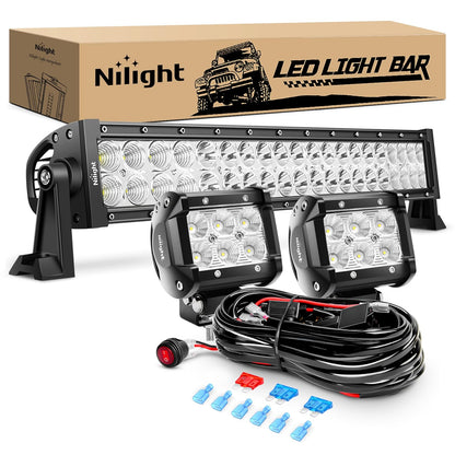 Nilight Barra de Luces LED 22 Pulgadas 120 W + 2 Barras 18 W con Arnés