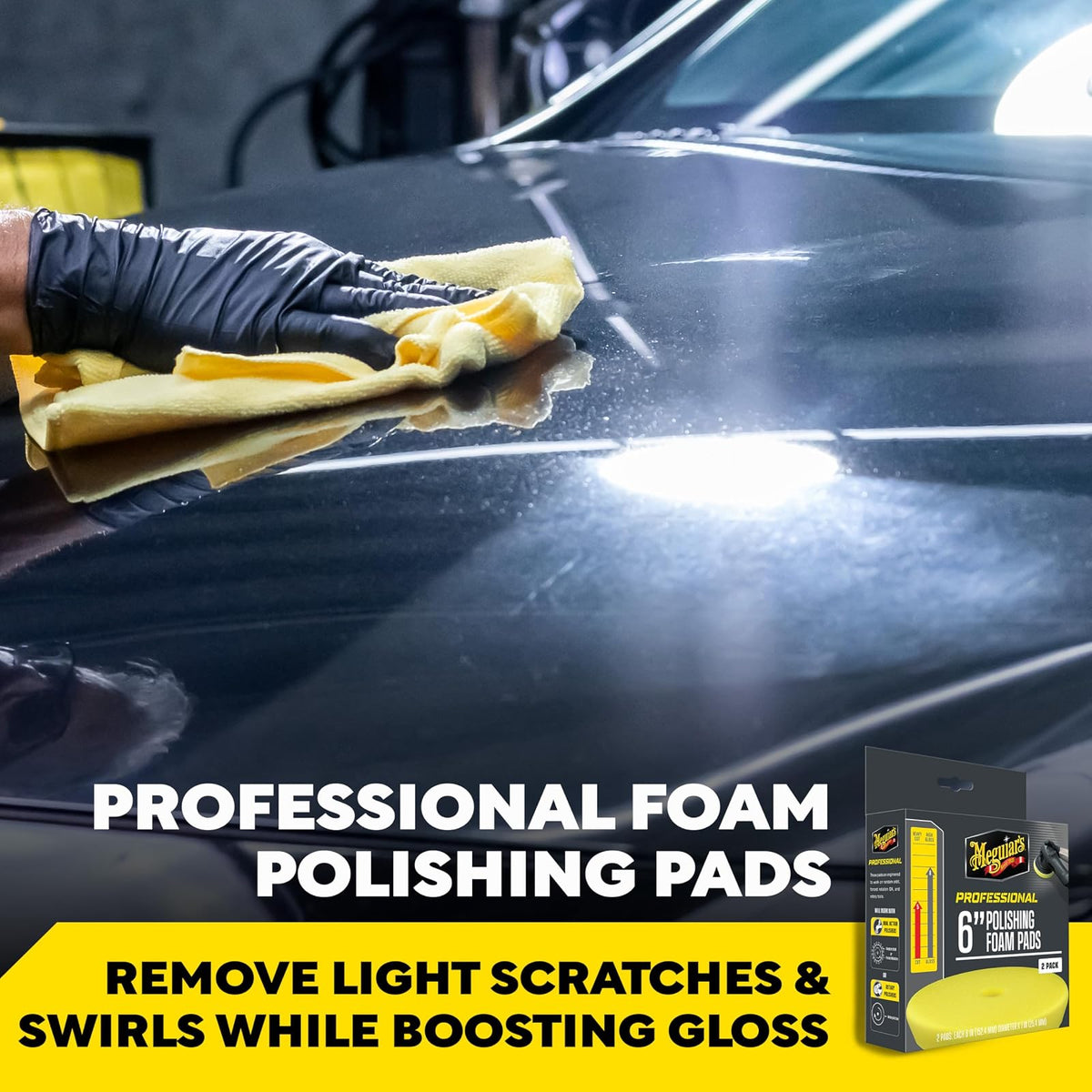 Meguiar's Almohadillas de Espuma para Pulir 6 in, Paquete de 2 M6PFP2 | Almohadilla de espuma profesional para pulir, utilizar con esmaltes para quitar arañazos y remolinos ligeros o utilizar con