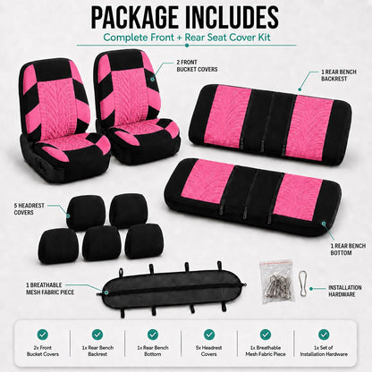 FH Group - Juego Completo de Fundas de Asiento de Automóvil de Tela Premium, Ajuste Universal, Funda de Asiento para automóvil, Fundas de Asiento Delantero Trasero bajo, Compatible con Bolsas de Aire,